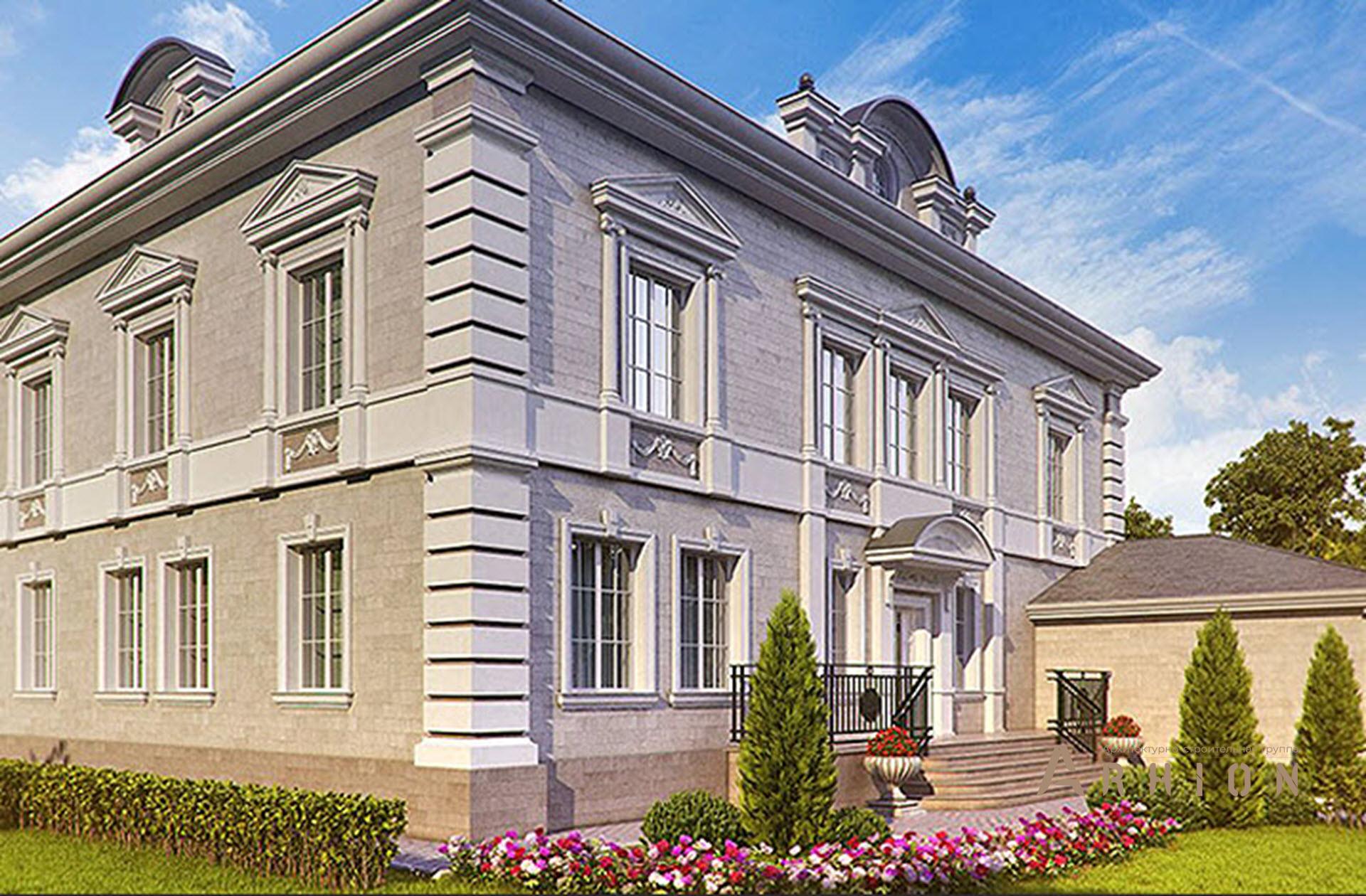 3. Проект двухэтажного дома в классическом стиле с многоскатной кровлей, SOV-17, площадью - 422 кв c гаражом